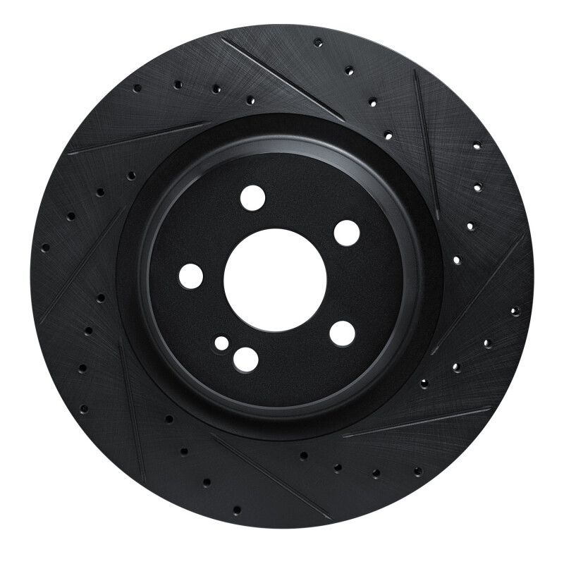 Mercedes-Benz GLE53 AMG Brake Rotor (1) - Rear Right - R1 Concepts - Drilled & Slotted - Black - `20-`26